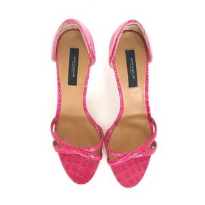 Ann Taylor: open toe, pink d’'orsay sandal, 3.5" heel, size 7